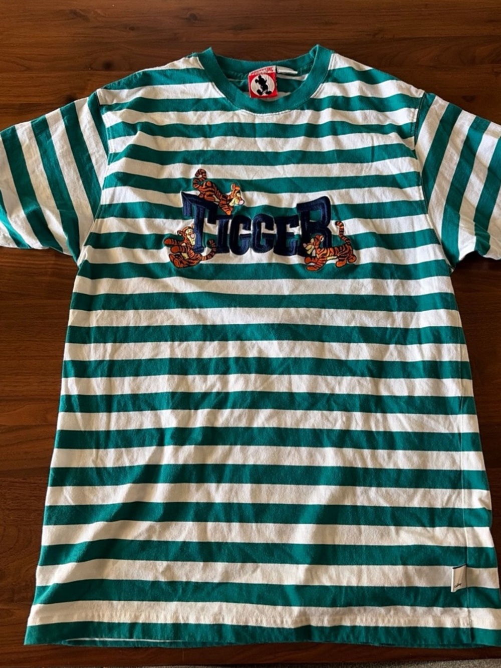 Vintage 90s Style Mickey Inc Striped Tigger Embroidered T-Shirt WDW Walt Disney